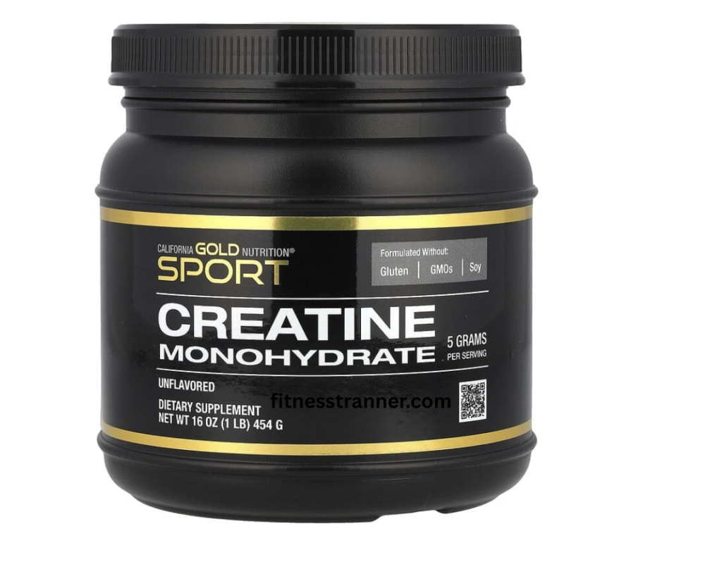 Creatine monohydrate powder supplement for muscle strength and performance