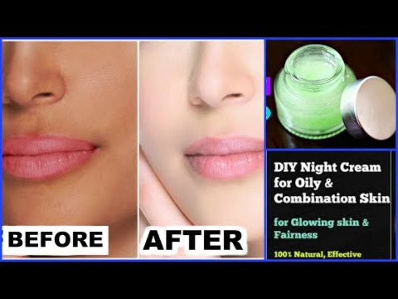 Homemade night cream made with aloe vera, vitamin E, coconut oil and rose water in a glass jar