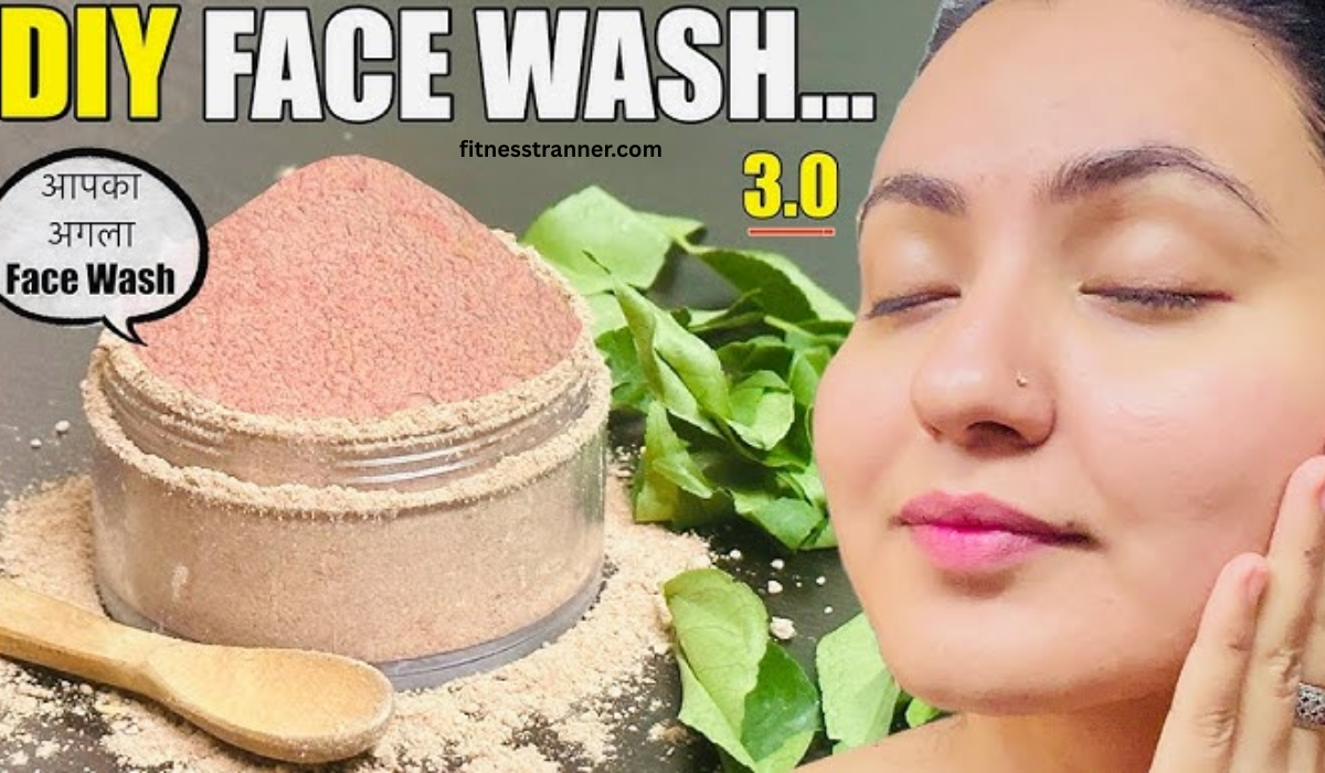 Homemade face wash made with gram flour, turmeric, and milk for glowing skin